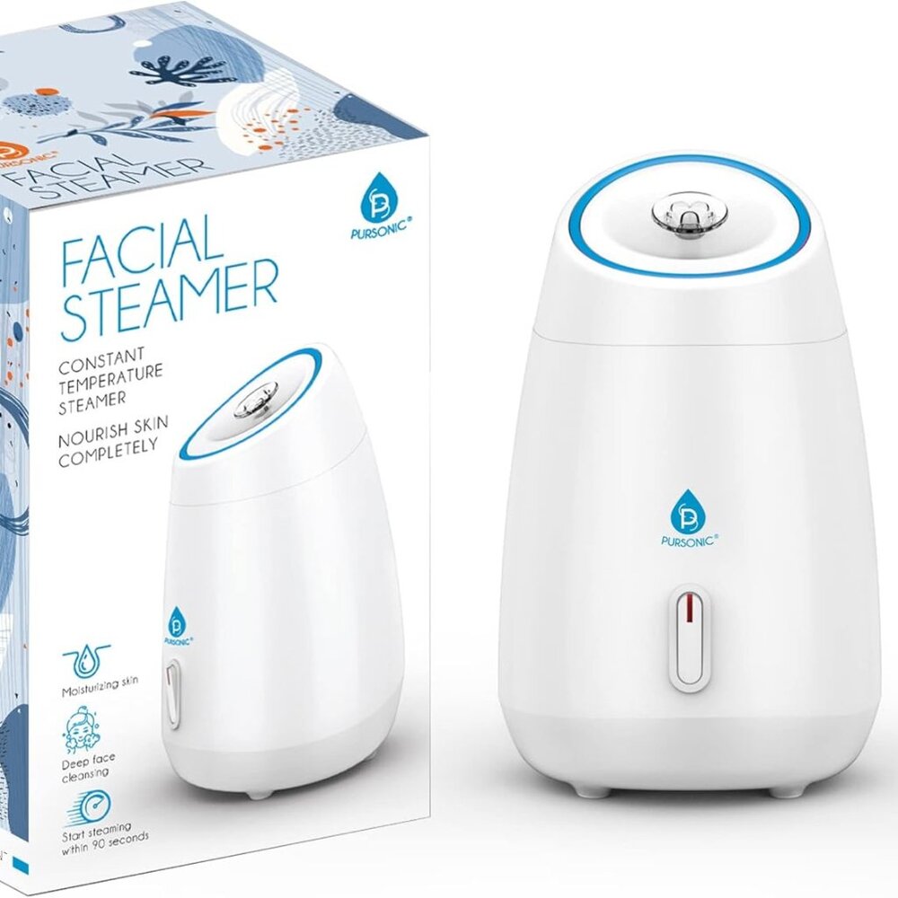 Pursonic White Facial Steamer - Face Steamer for Facial Deep Cleaning Tighten Sk